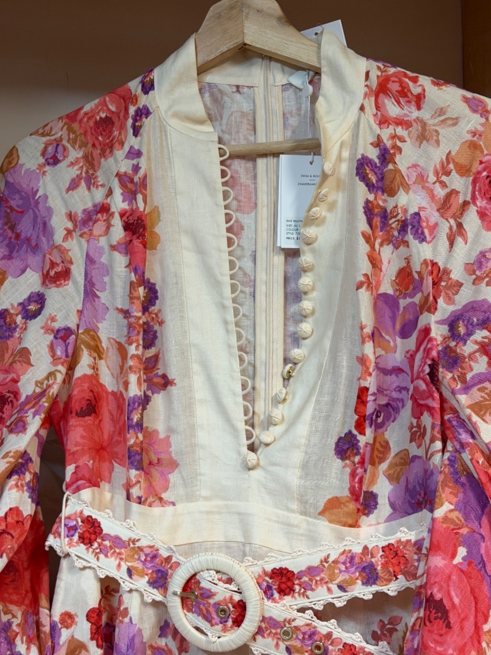 NWT Zimmermann Raie Midi Dress Purple Red Floral | Size 6us - Picture 3 of 12